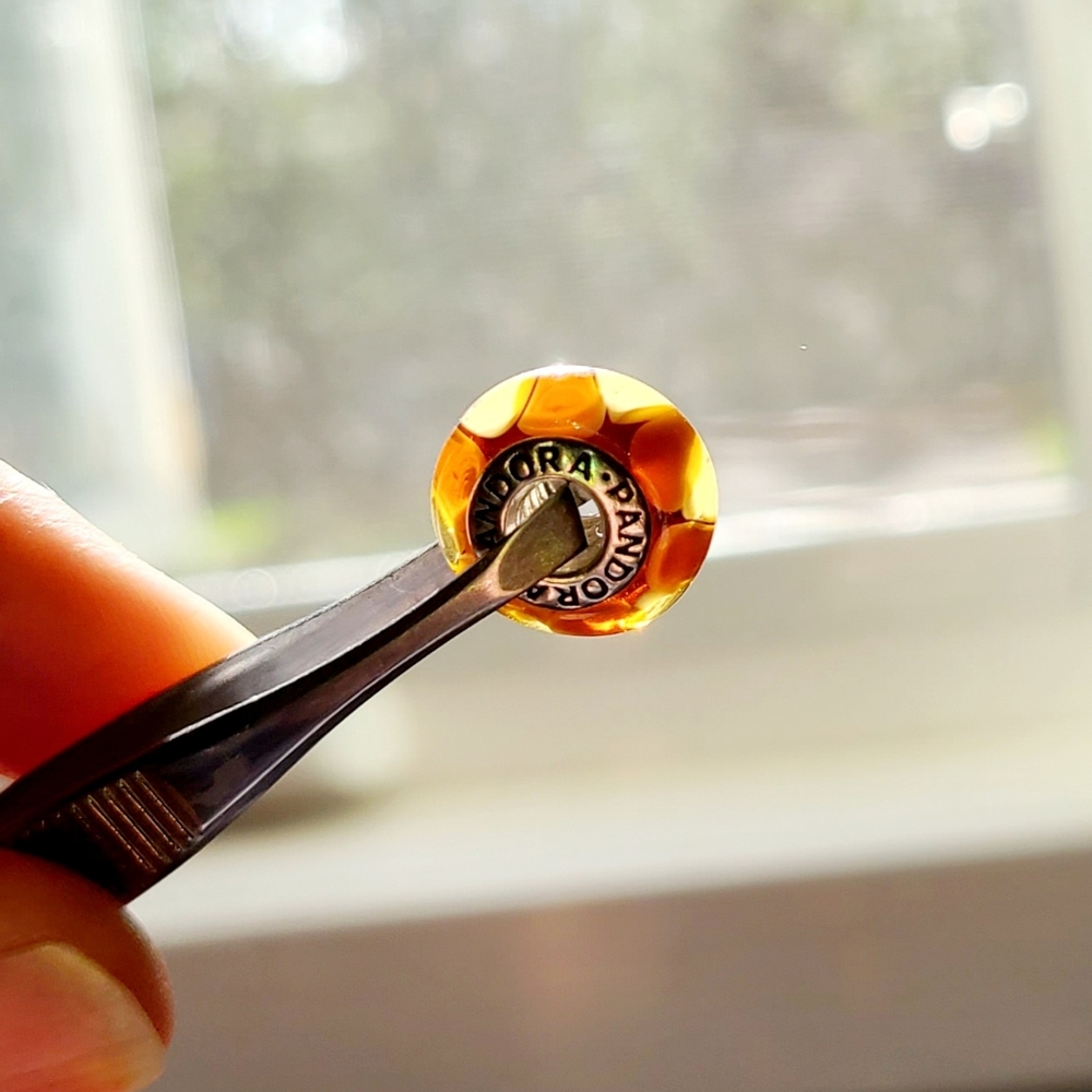 Pandora Yellow Murano Glass Bead Sterling Silver Retired